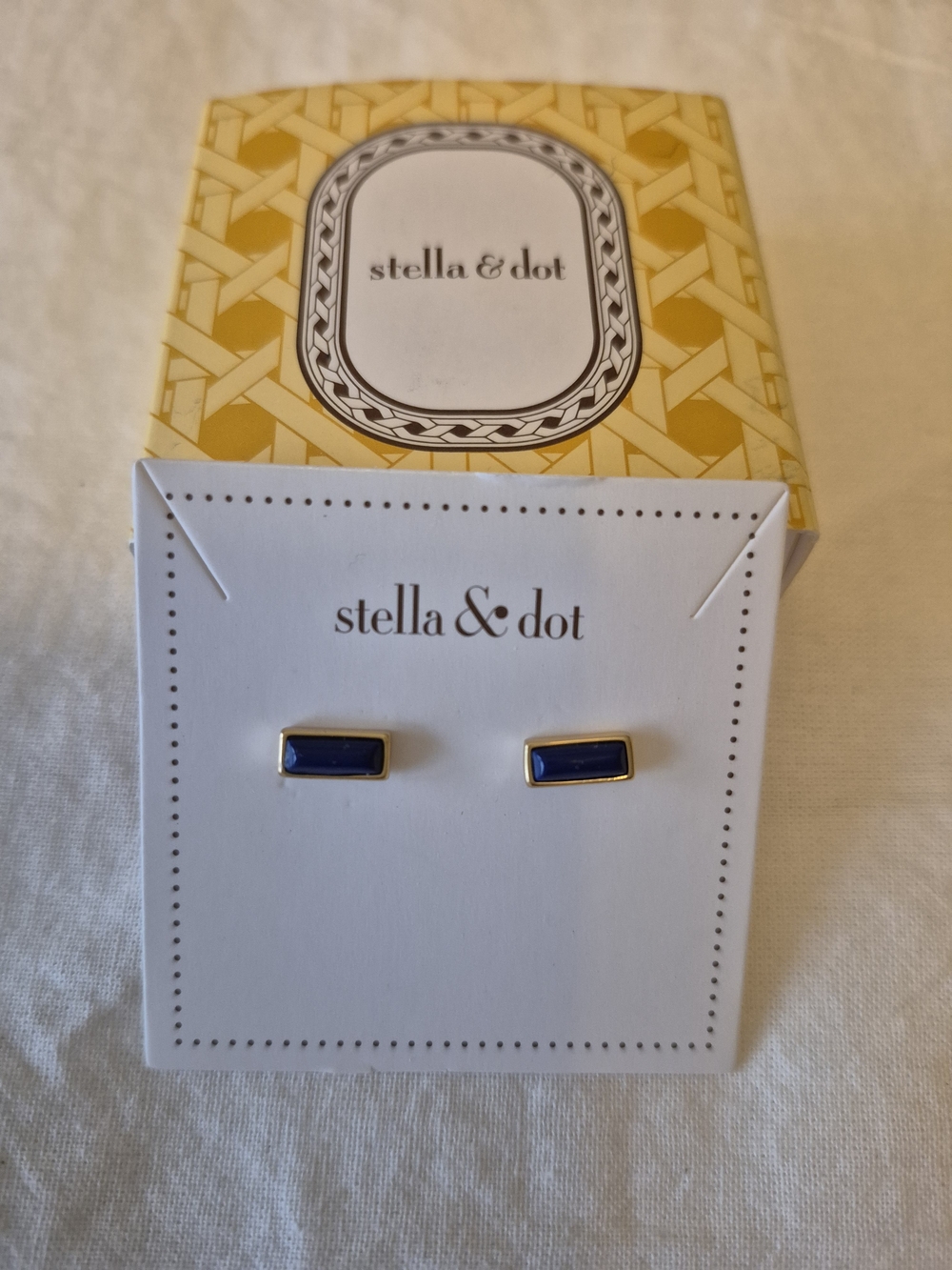 Stella & Dot Navy Rectangle Stud Earrings